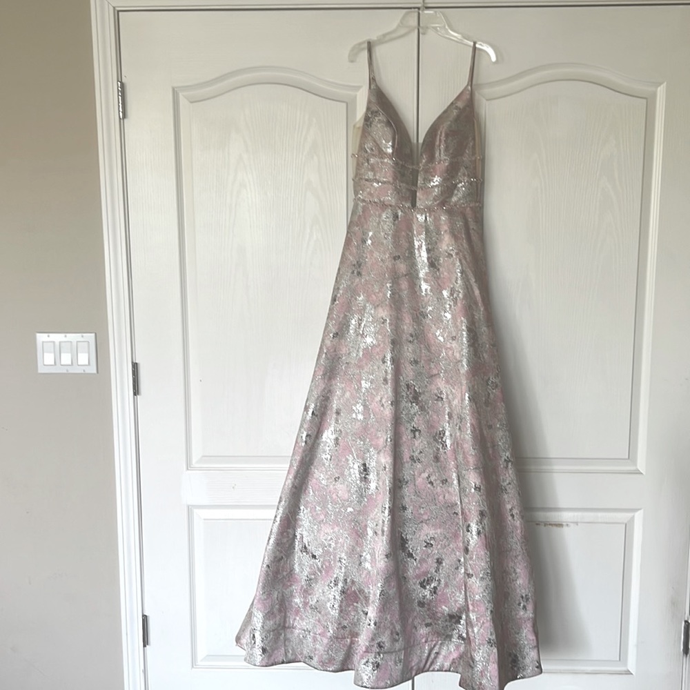 Camille La vie Pink and Silver floor length dress